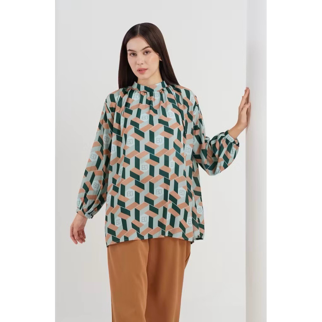New Benang Jarum Imara Blouse Monogram - Green
