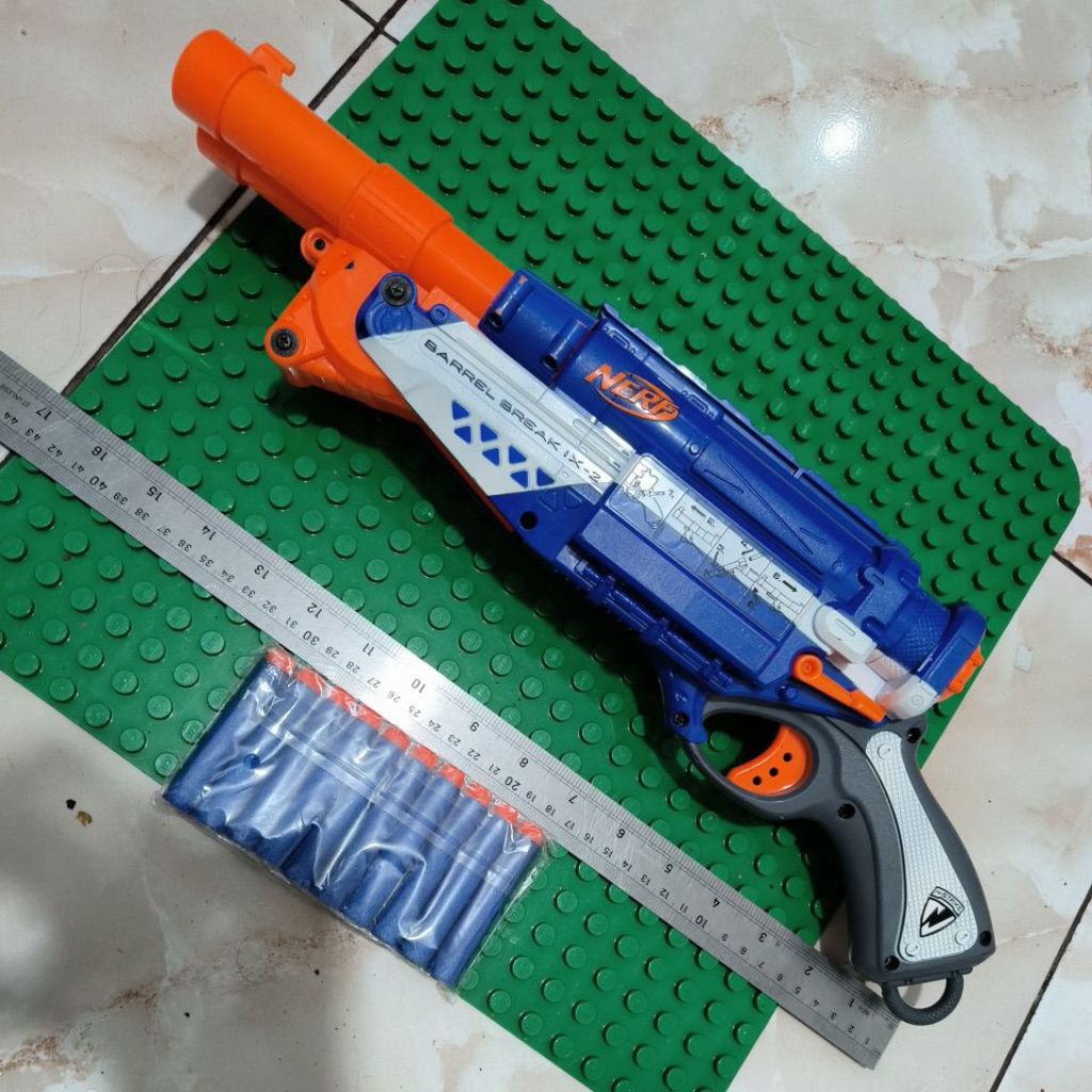 jual pistol mainan tembakan Nerf anak original barrel break ix-2 berfungsi normal
