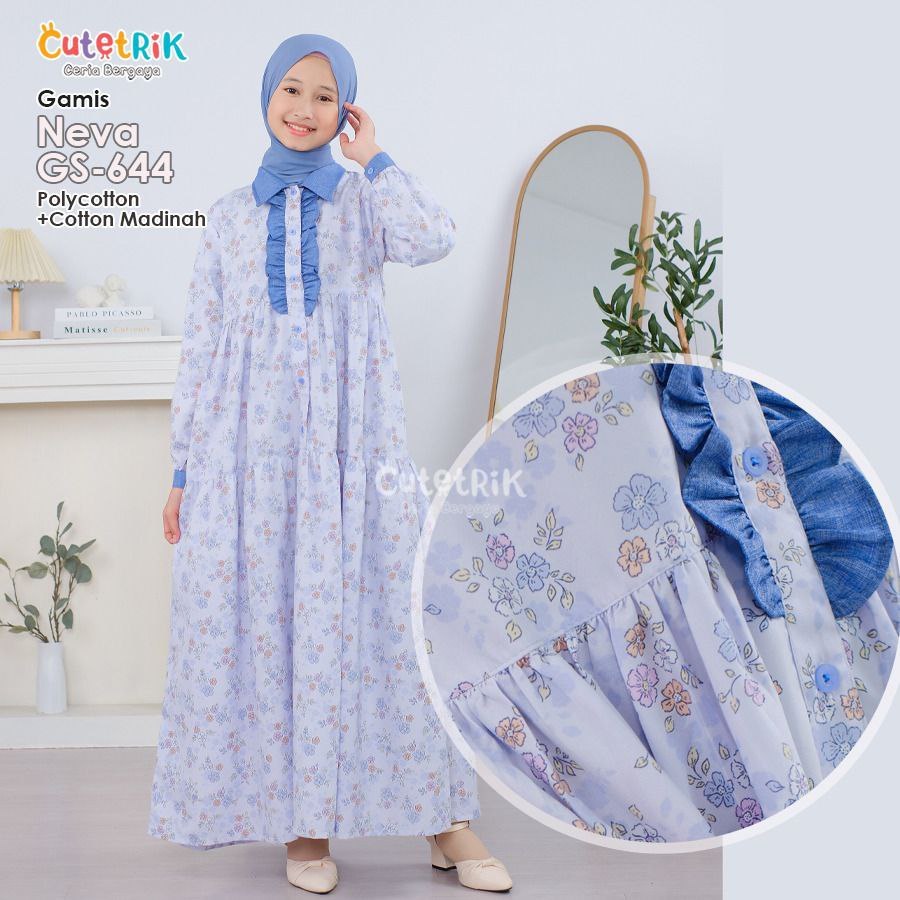 Baju Anak Muslim Perempuan Gamis Anak & Remaja Muslimah Bahan Adem motif Bunga Cantik Cutetrik 2026