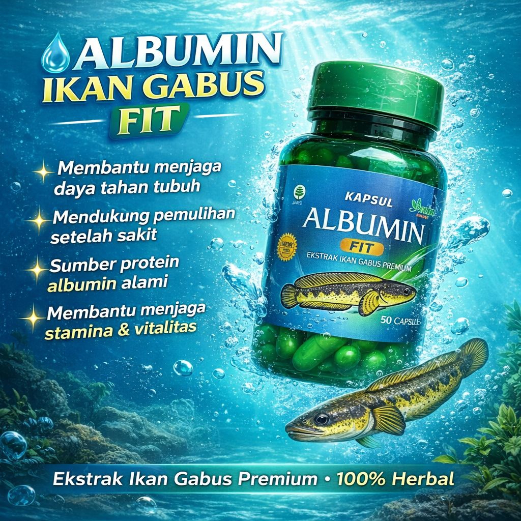 Kapsul Albumin Ikan Gabus Asli | Suplemen Herbal Alami Isi 60 Kapsul