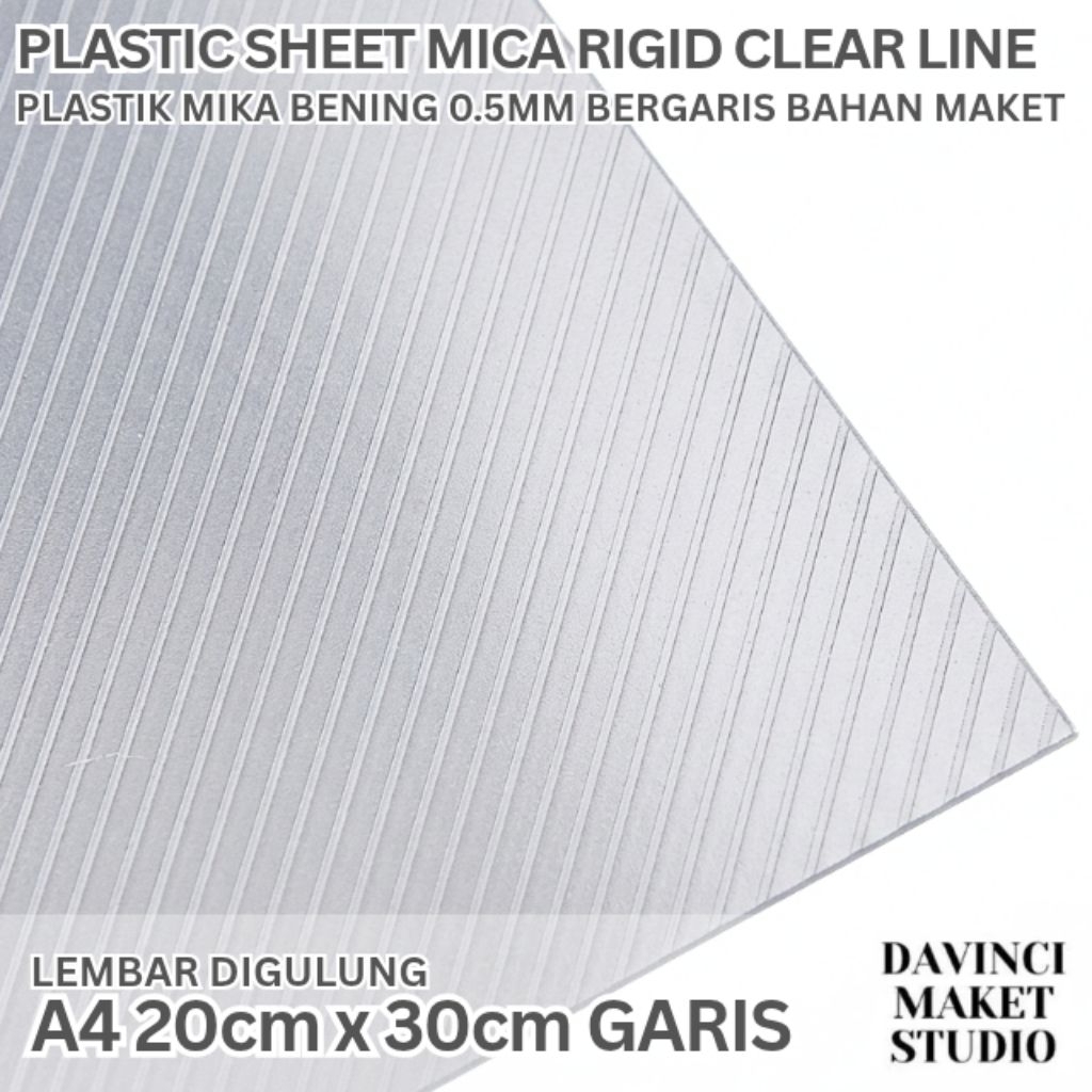 (A4.line) Plastik Mika Rigid Kaku Clear Bening Bergaris Garis Bahan Maket Miniatur Diorama - Line Mi