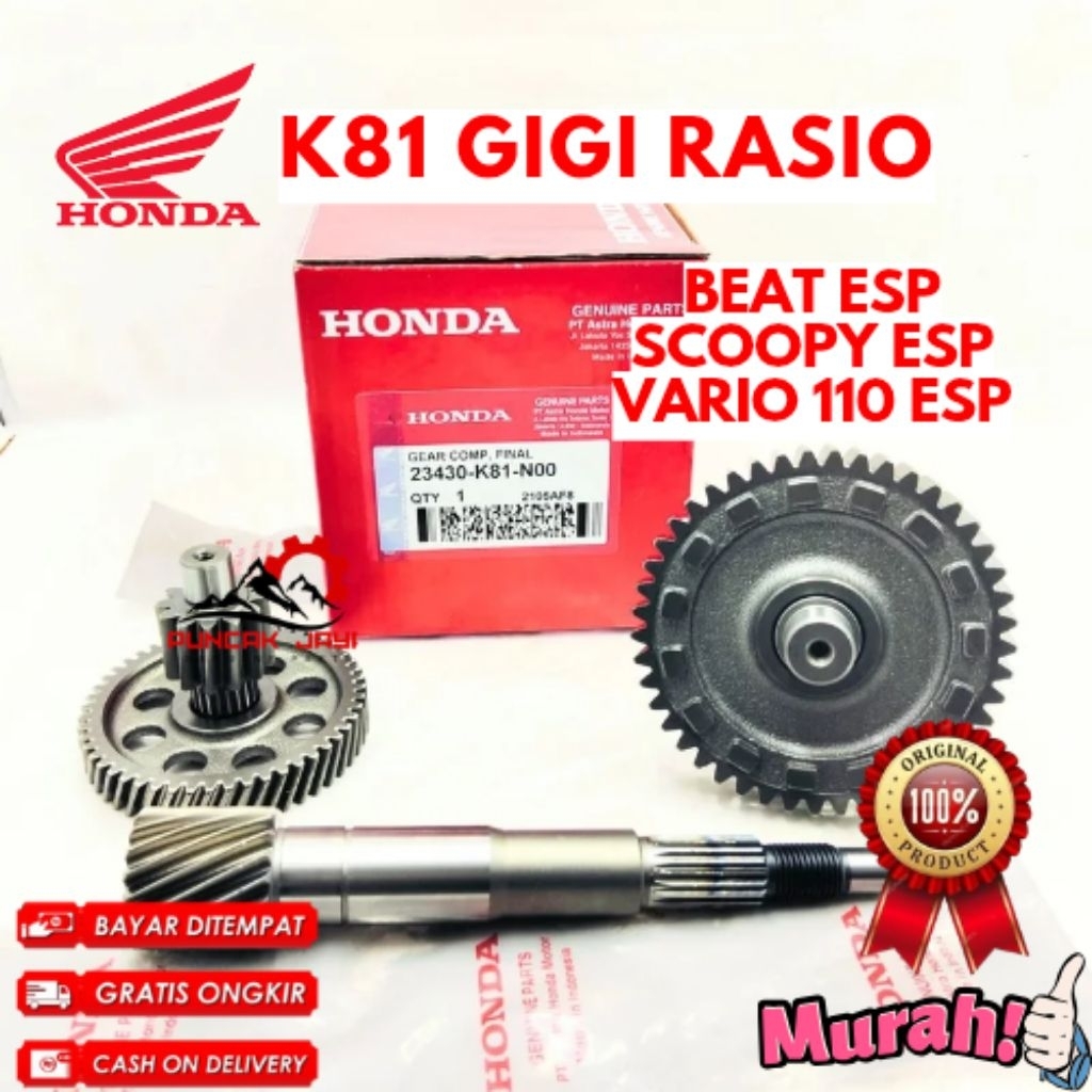GIGI RASIO ORIGINAL HONDA KODE K81, GIGI RASIO BEAT ESP, GIGI RASIO SCOOPY ESP, GIGI RASIO VARIO 110