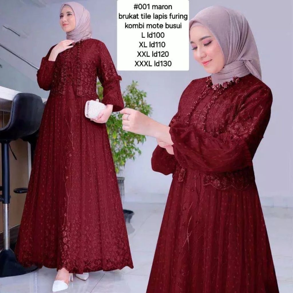 Gamis Wanita banyak model brokat kombinasi premium cantik berkualitas
