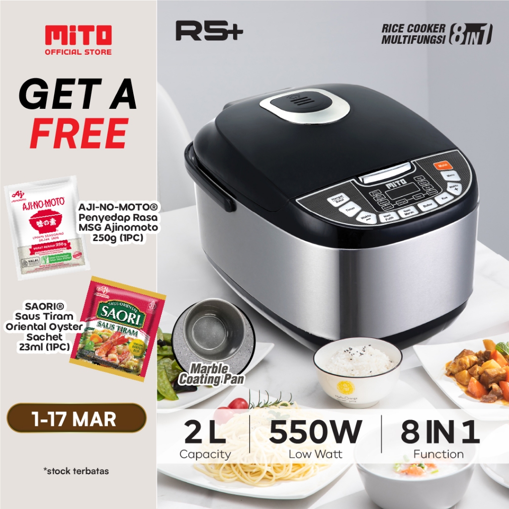 Mito R5+ Digital Rice Cooker 2L - Gold & Silver