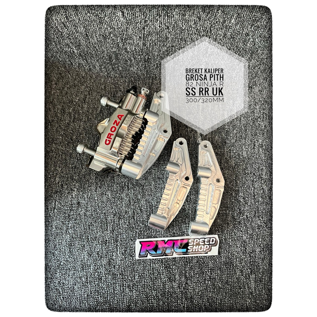 BREKET KALIPER GROZA 4piston pith82 Ninja R ss rr ukuran 300mm 320mm