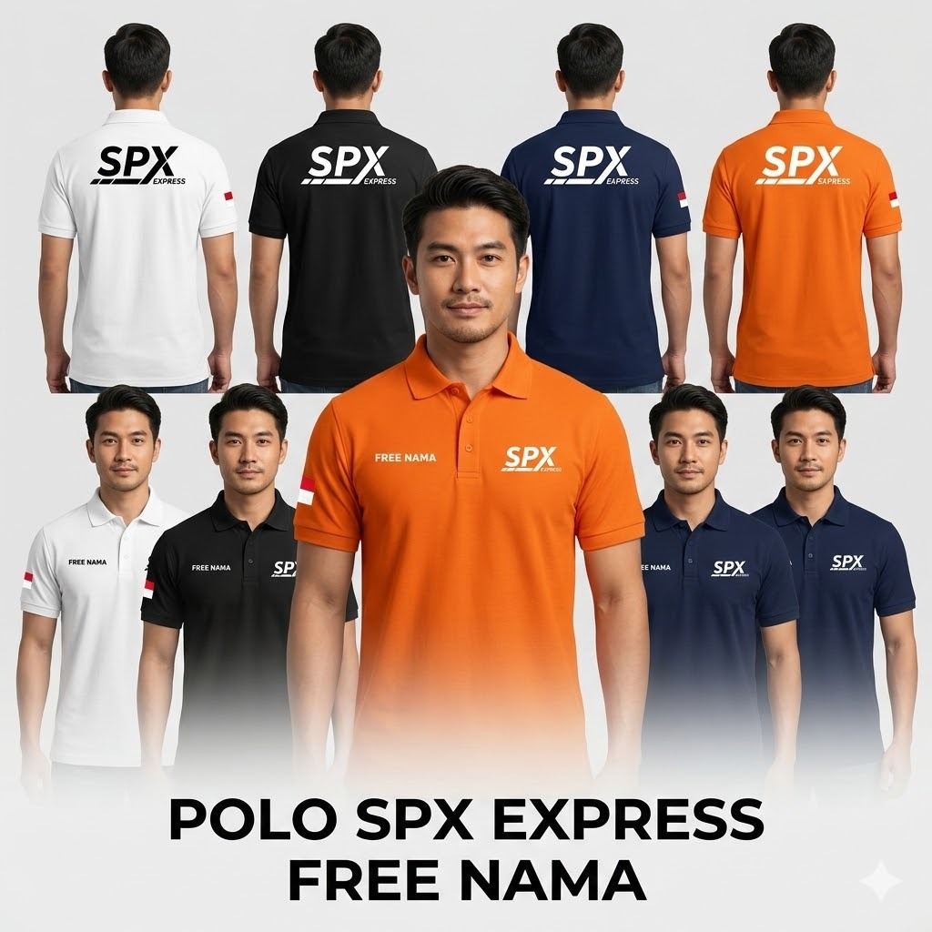 Kaos Polo SPX Express Premium Custom Nama - Seragam Kurir Shopee Xpress Bahan Lacoste Pique Adem & N