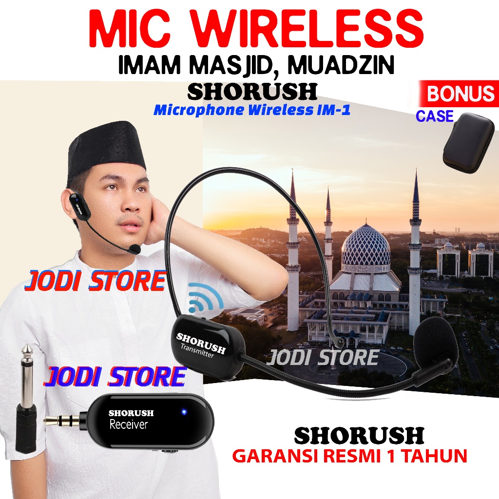 Shorush IM 1 Mikrofon Mic Clip On Wireless 2.4G Presentasi Tur Imam Masjid Musholla