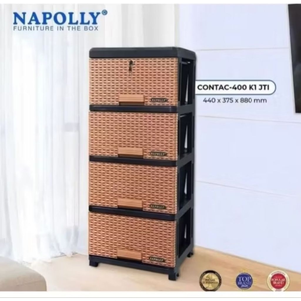 Lemari Laci Plastik Napolly Contac 4 susun