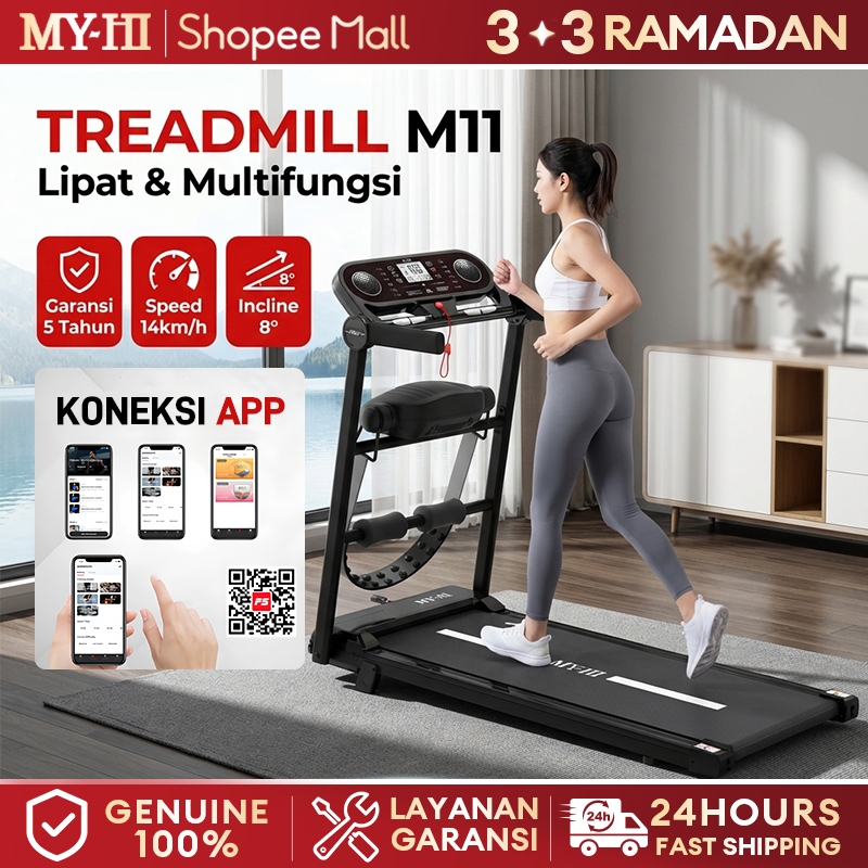 MY-HI Treadmill electric low watt  M10  BB 260kg  Treadmill Portable listrik  lipat  Walking Pad