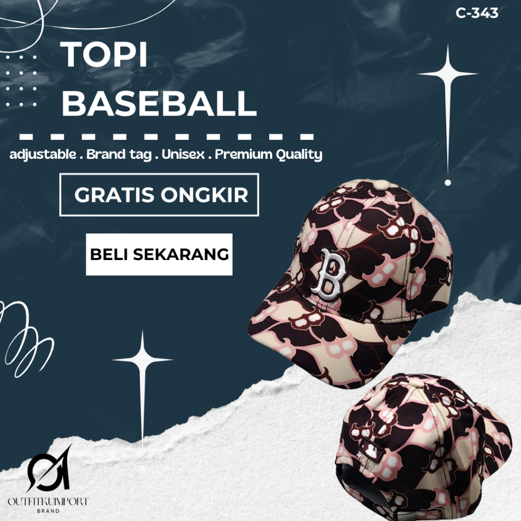 C-343 Topi Baseball MLB Argyle Monogram Ball Cap Boston Redsox