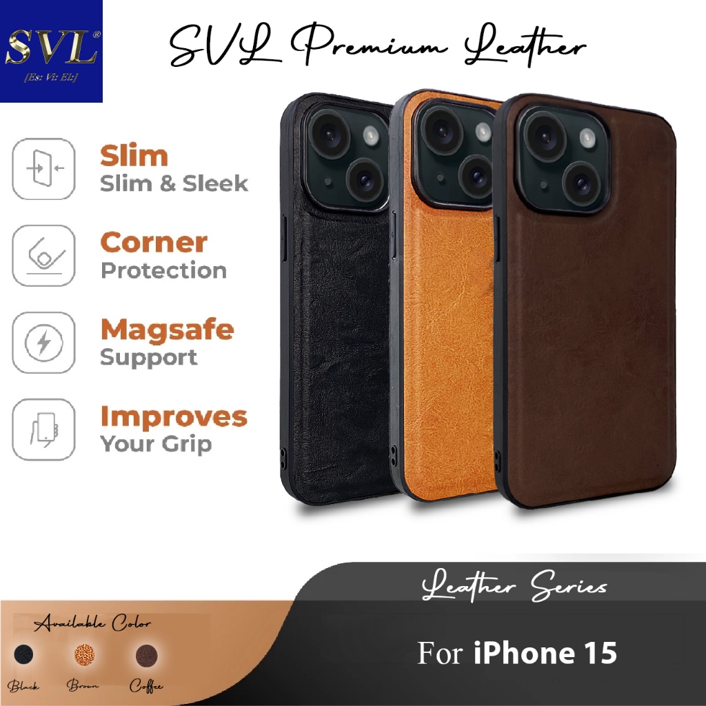 Case For Iphone 15  Premium SVL Leather Hardcase Softcase kesing kulit