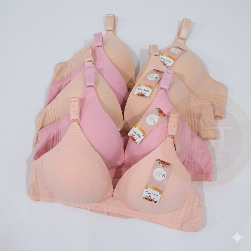 Bra menyusui bh maternity size 38-42 kancing depan TANPA KAWAT cup B motif salur warna pastel VIP K2