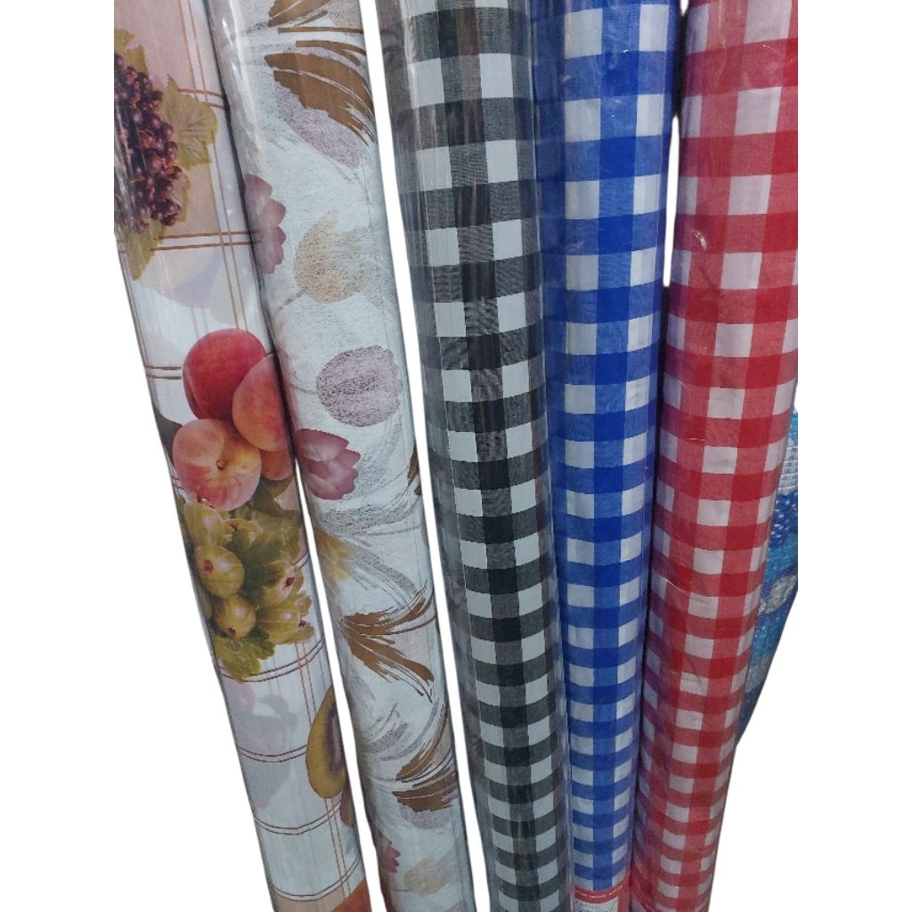 perlak meja plastik meteran/taplak meja plastik/taplak meja motif kotak dan bunga/BUKAN BUAT LANTAI