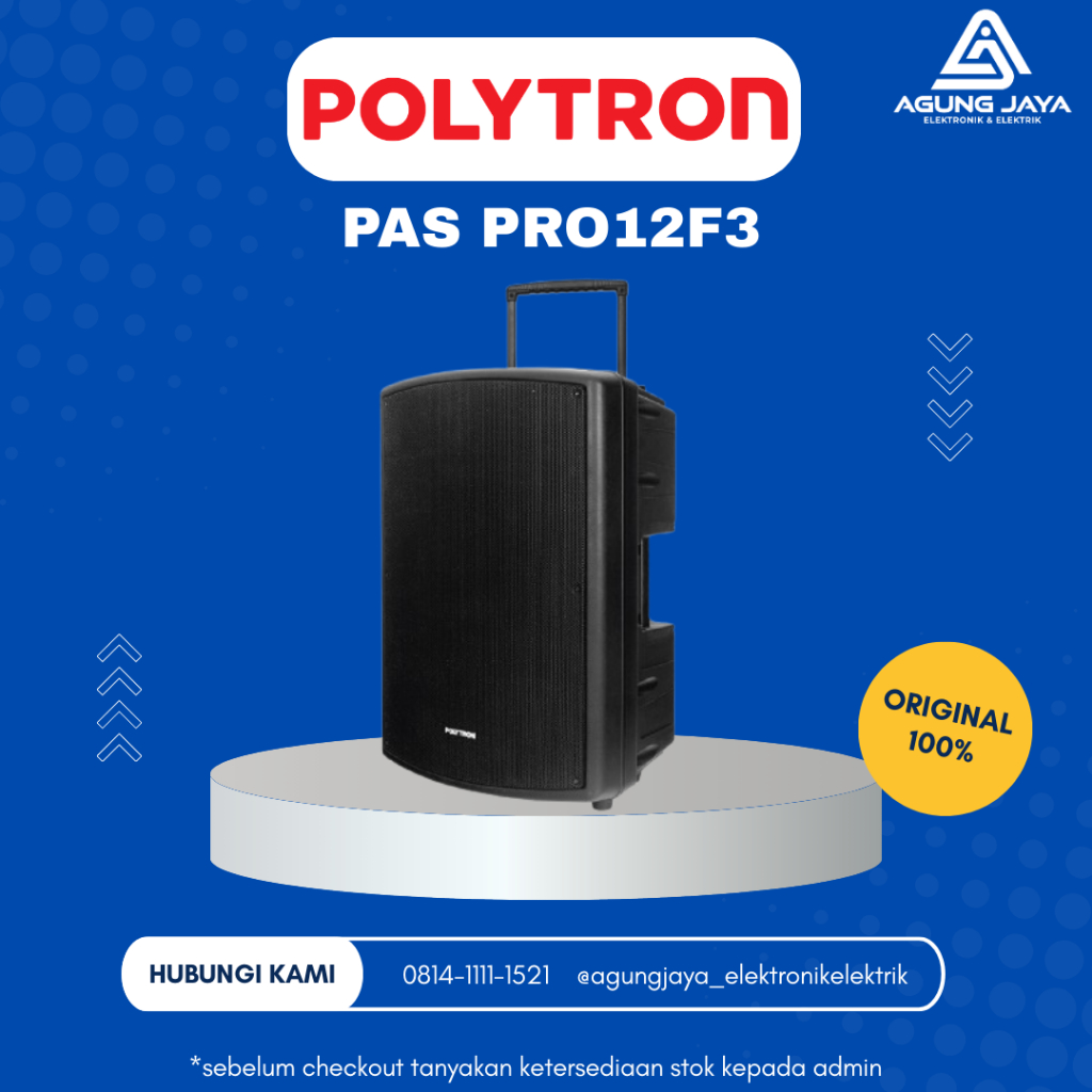 SPEAKER KARAOKE POLYTRON PAS PRO 12F3 Portable Bluetooth PAS PRO12F3 12 Inch 2 Mic Free