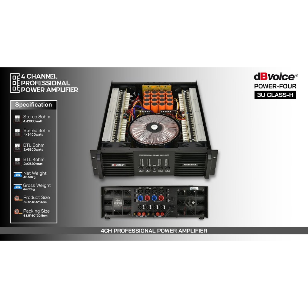 POWER AMPLIFIER DB VOICE POWER-FOUR POWER 4 CHANNEL DBVOICE POWERFOUR