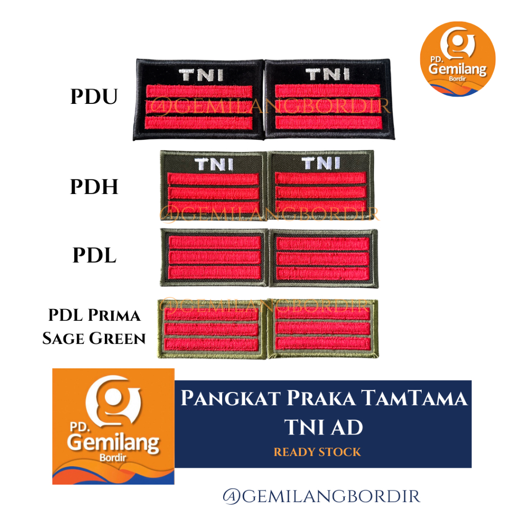 Pangkat PRAKA TNI AD | PDU PDH PDL Prima Sage Green | Pangkat TNI | Sepasang