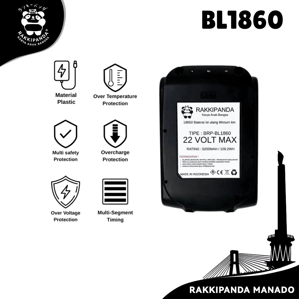 Rakkipanda - Baterai Bor cordless Makita Lithium Tools 22V