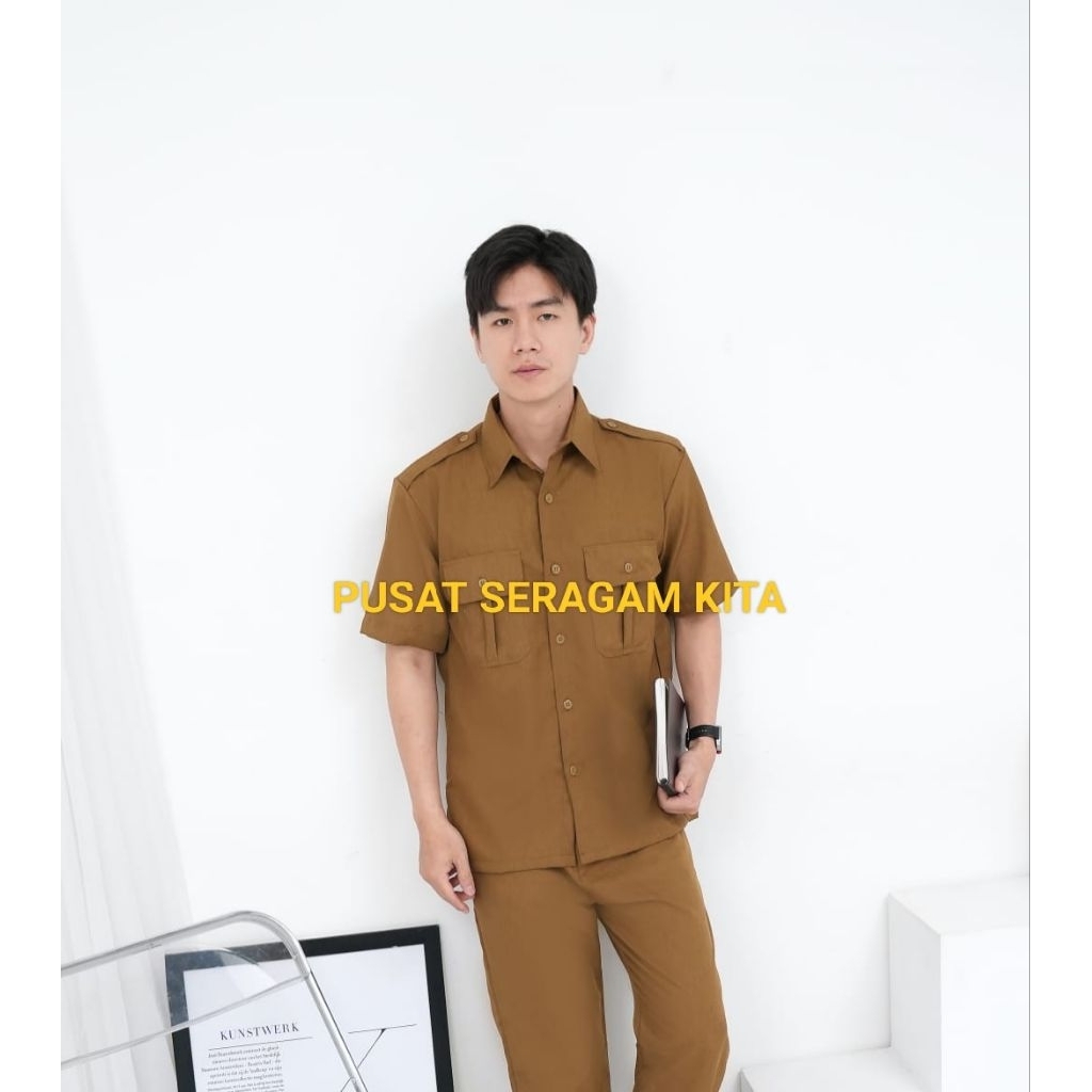 Seragam Khaki Pria Terbaru Lengan Pendek Khaki Tua/ Muda