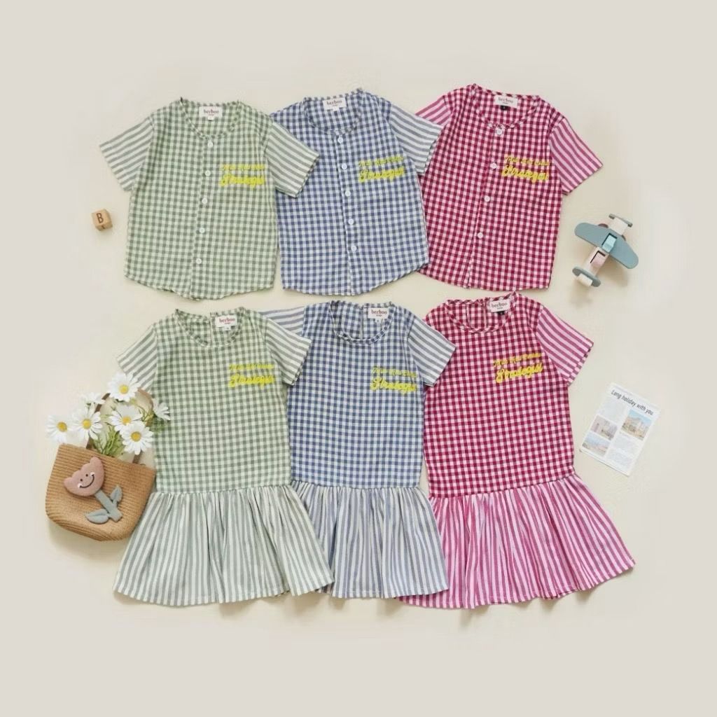 Beeboo 1-10 Tahun Baju Kotak-Kotak Anak / Couple Anak Perempuan & Laki-Laki
