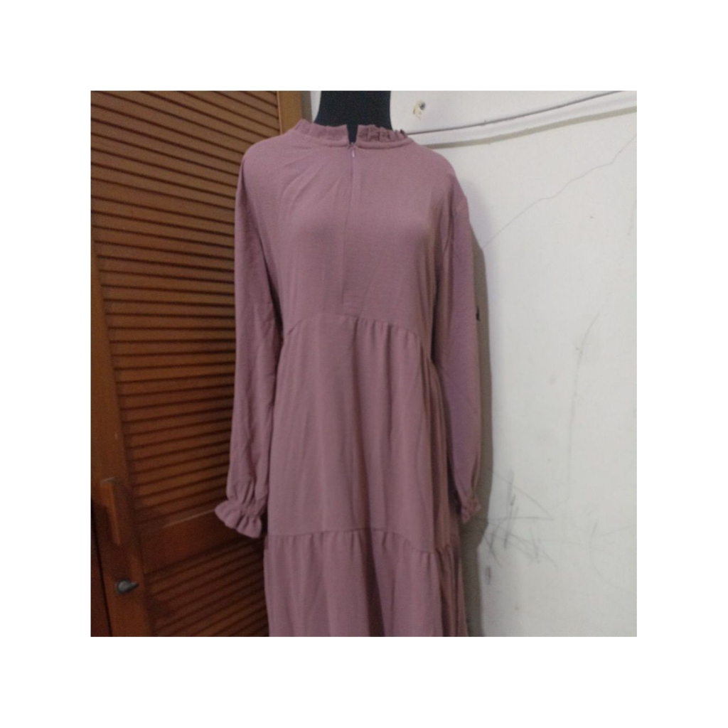 (Brand New With Tag) Gamis Crinkle Airflow Dusty Pink by Nia Muslimah Fashion