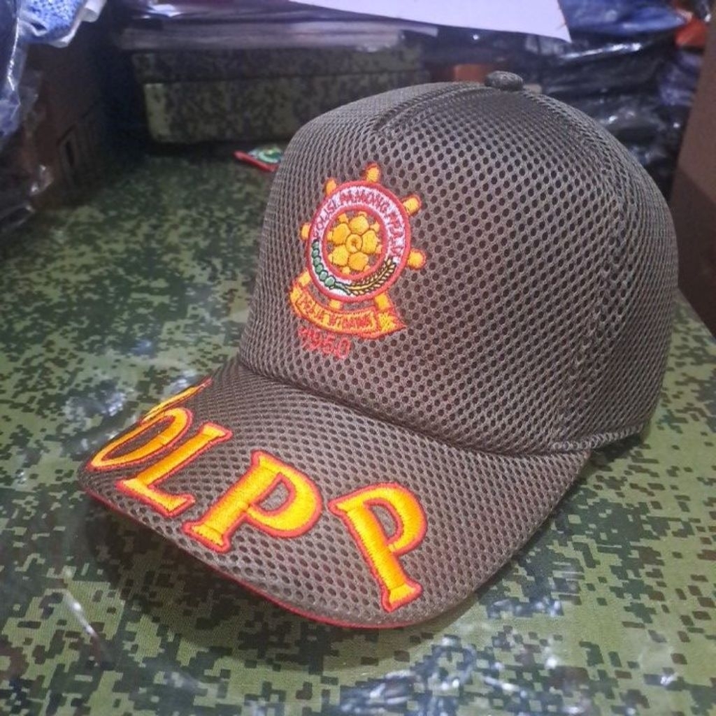 topi jaring anggota polpp bordir komputer desain minimalis dan elegan