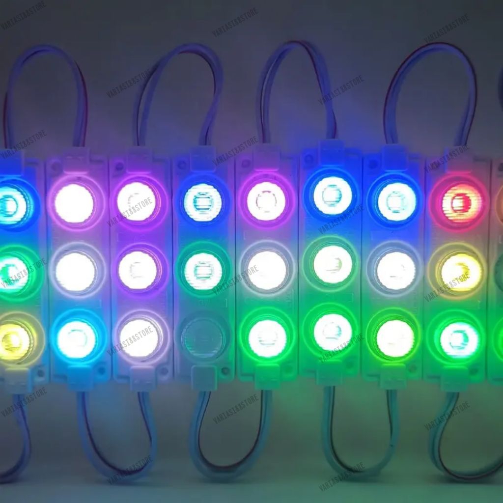 Lampu LED 3 mata kedip rgb 12volt 3watt.
