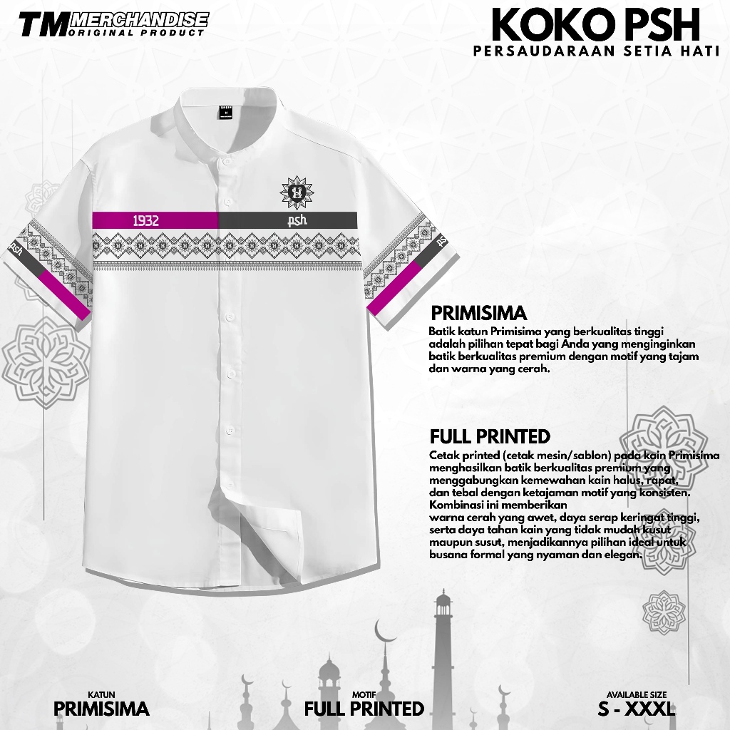 Baju Koko PSH 1932 Koko PSH 1932 Full Print Katun Primisima Adem dan Lembut