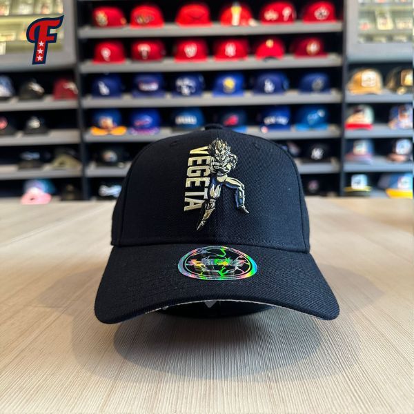 Topi New Era Angel x Dragon Ball Vegeta Metal Logo Dad Cap Taiwan Exclusive Original