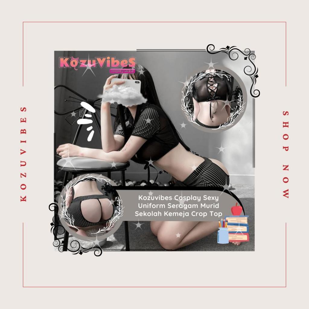 Kozuvibes Cosplay Sexy Uniform Seragam Murid Sekolah Kemeja Crop Top