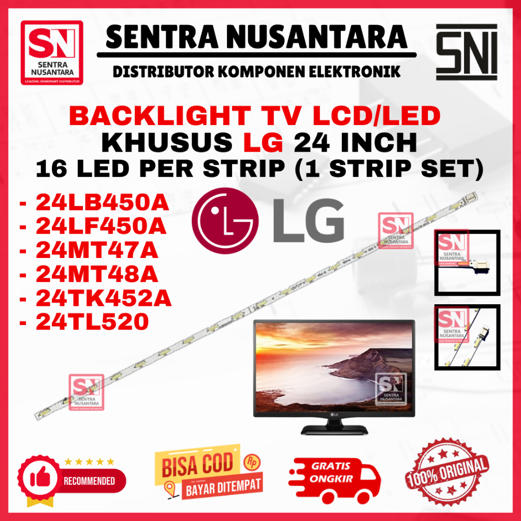 BACKLIGHT TV LED LG 24 INCH 24LB450A 24LF450A 24MT47A 24MT48A 24TK452A 24TL520 ORIGINAL | BACKLIGHT 