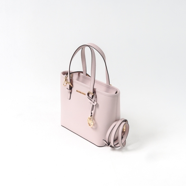 Tas MK JET SET GHW TEXT PINK MINI TOTE BAG WITH LS 100% ORIGINAL