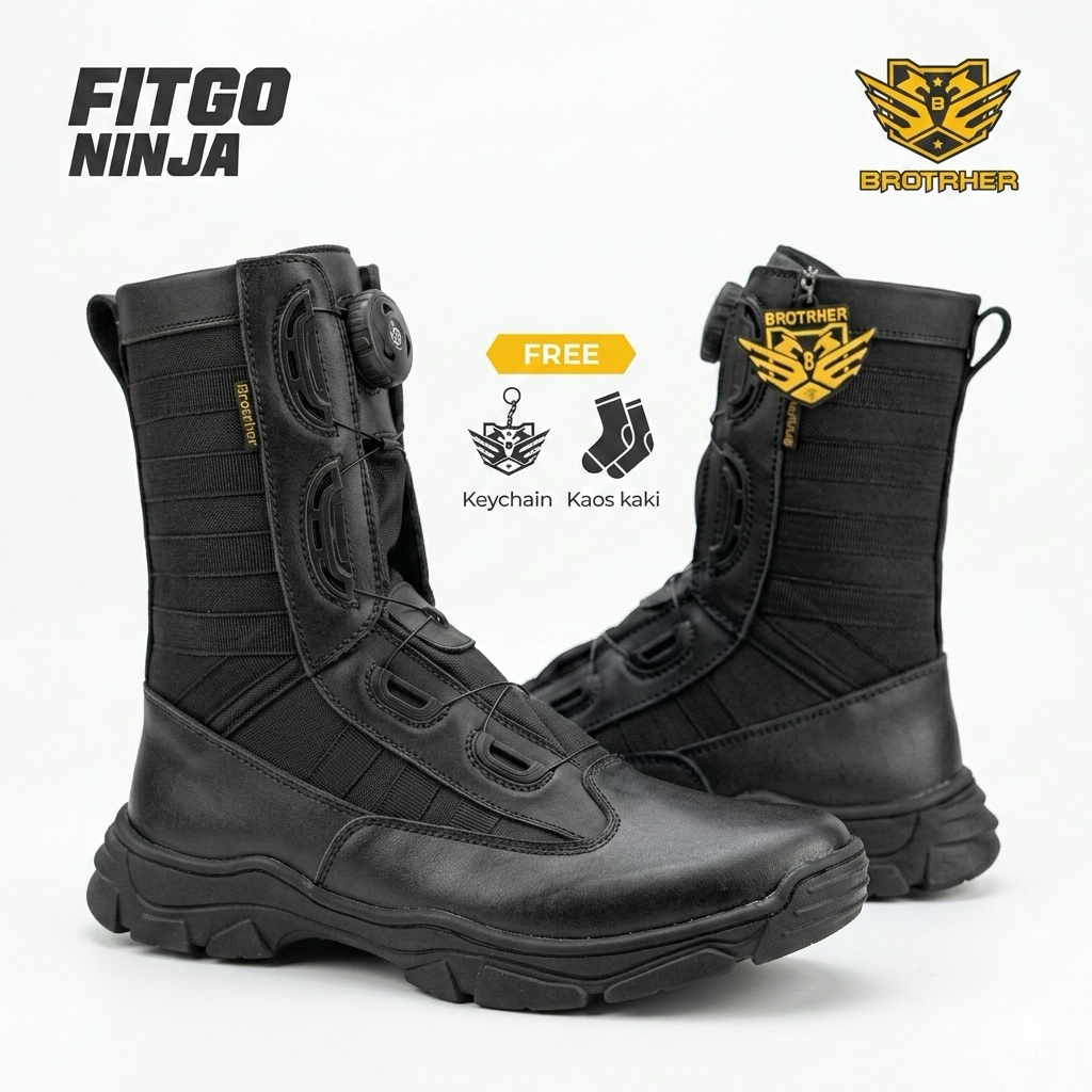BROTRHER Fitgo Ninja Sepatu Pdl Tali Putar Tactical TNI Polri Security