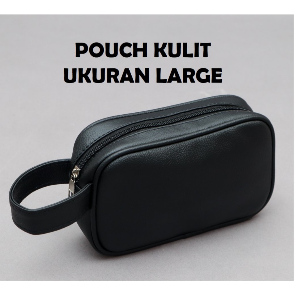 Clutch Pouch Serbaguna Pria Bahan Kulit Premium Tebal Anti Air Ukuran Besar