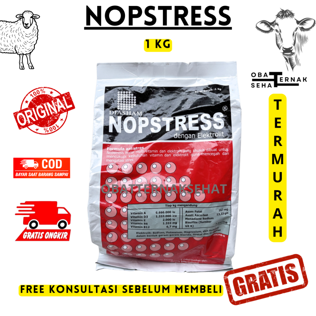 NOPSTRESS 1 KG Vitamin Ayam Multivitamin & Elektrolit Anti Stress untuk Ayam Unggas DIASHAM