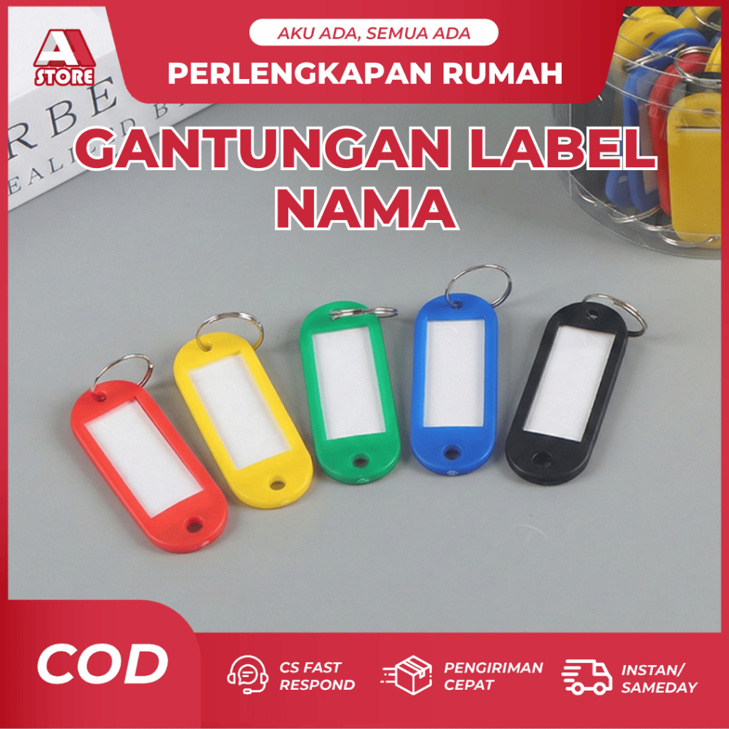 Gantungan Kunci Name Tag Plastik Tebal Tahan Lama Warna Variatif