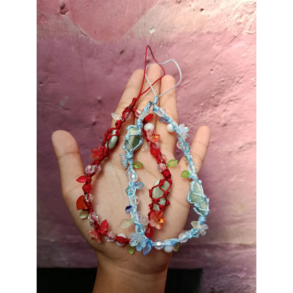 custom strap phone stone/strap hp tema fairy dengan batu green aventurine