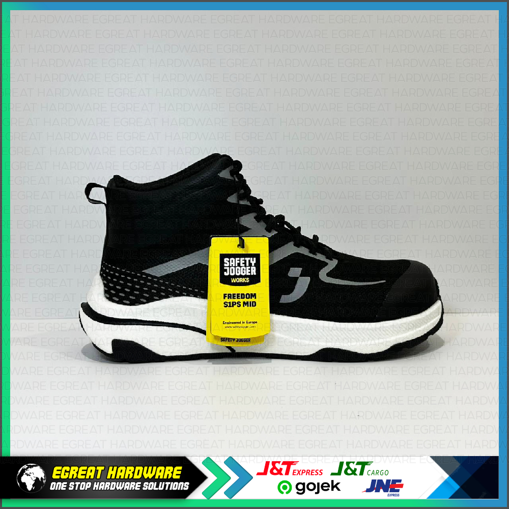 (BARANG READY / BUKAN PO) SAFETY SHOES; MID CUT, COMPOSITE, ESD; FREEDOM S1PS MID, BLACK; SAFETY JOG