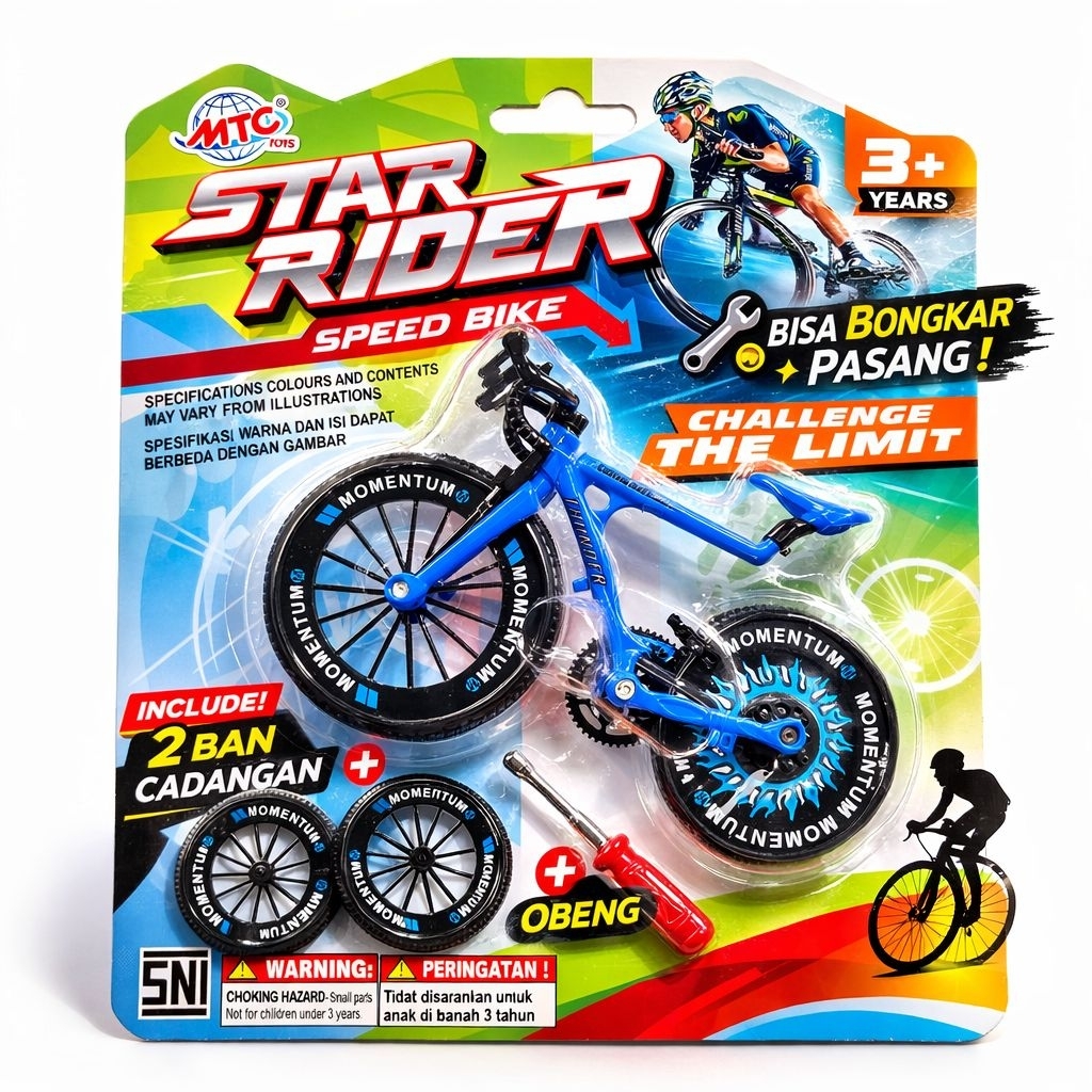 Mainan Sepeda Anak 3 Tahun Star Rider Speed Bike | Sepeda Mini Bongkar Pasang Include Obeng + 2 Ban 