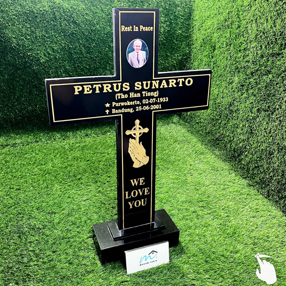MAKAM TASIK - BATU NISAN BENTUK SALIB BERDIRI 40X60 FULL GRANIT TILE