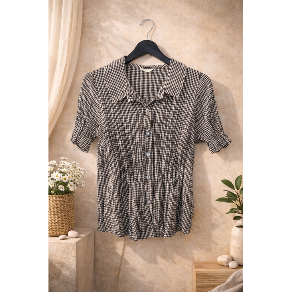 Kemeja Kotak Crinkle