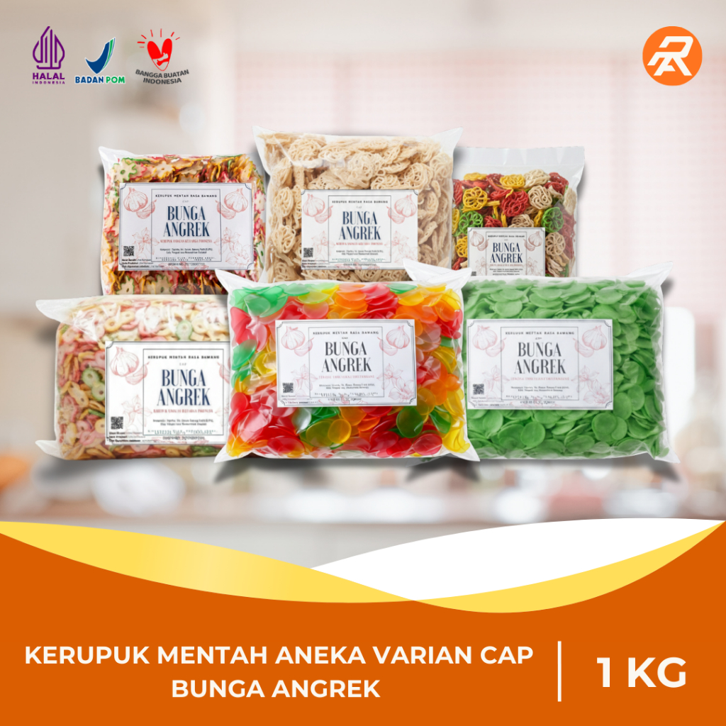 Bunga Angrek Kerupuk Seblak Bawang Mentah Gurih Aneka Varian 1 Kg Grosir