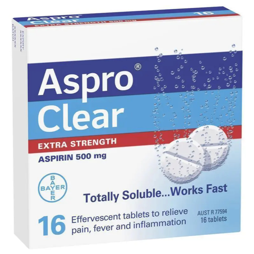 Aspro Clear Extra Strength 16 Tablet | Obat Sakit Kepala & Migrain Aspirin Original