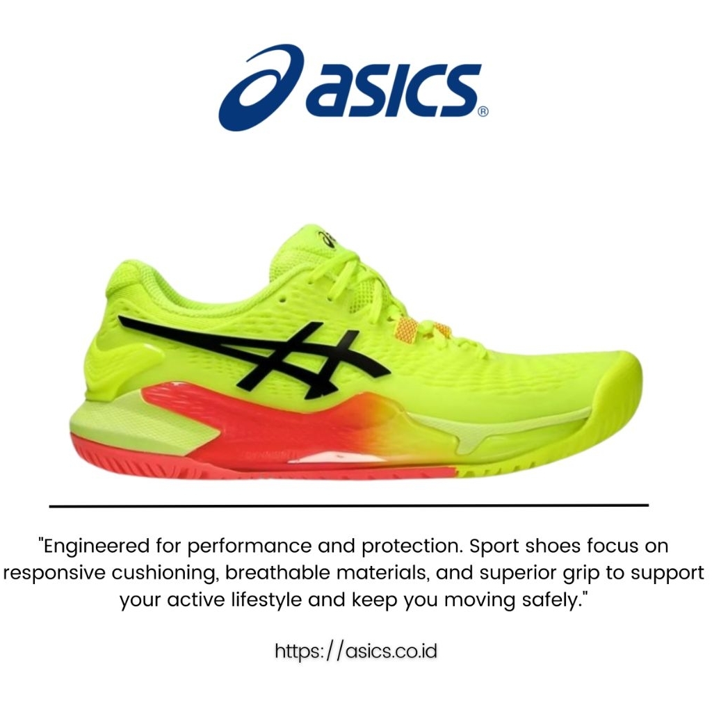Sepatu Tenis Asics Gel Resolution 9 Paris Safety Yellow Black Original