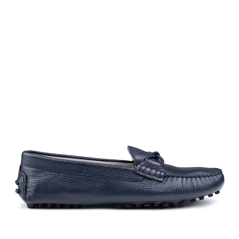 Prabu - Sepatu Kulit Mocassin Wanita Risma Navy Milling