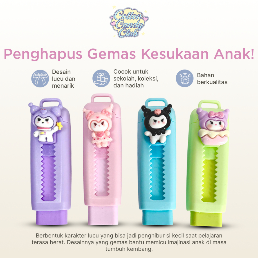 Penghapus Karakter Lucu | Penghapus Pensil - Penghapus Pensil Slider Karakter Lucu (SS10)