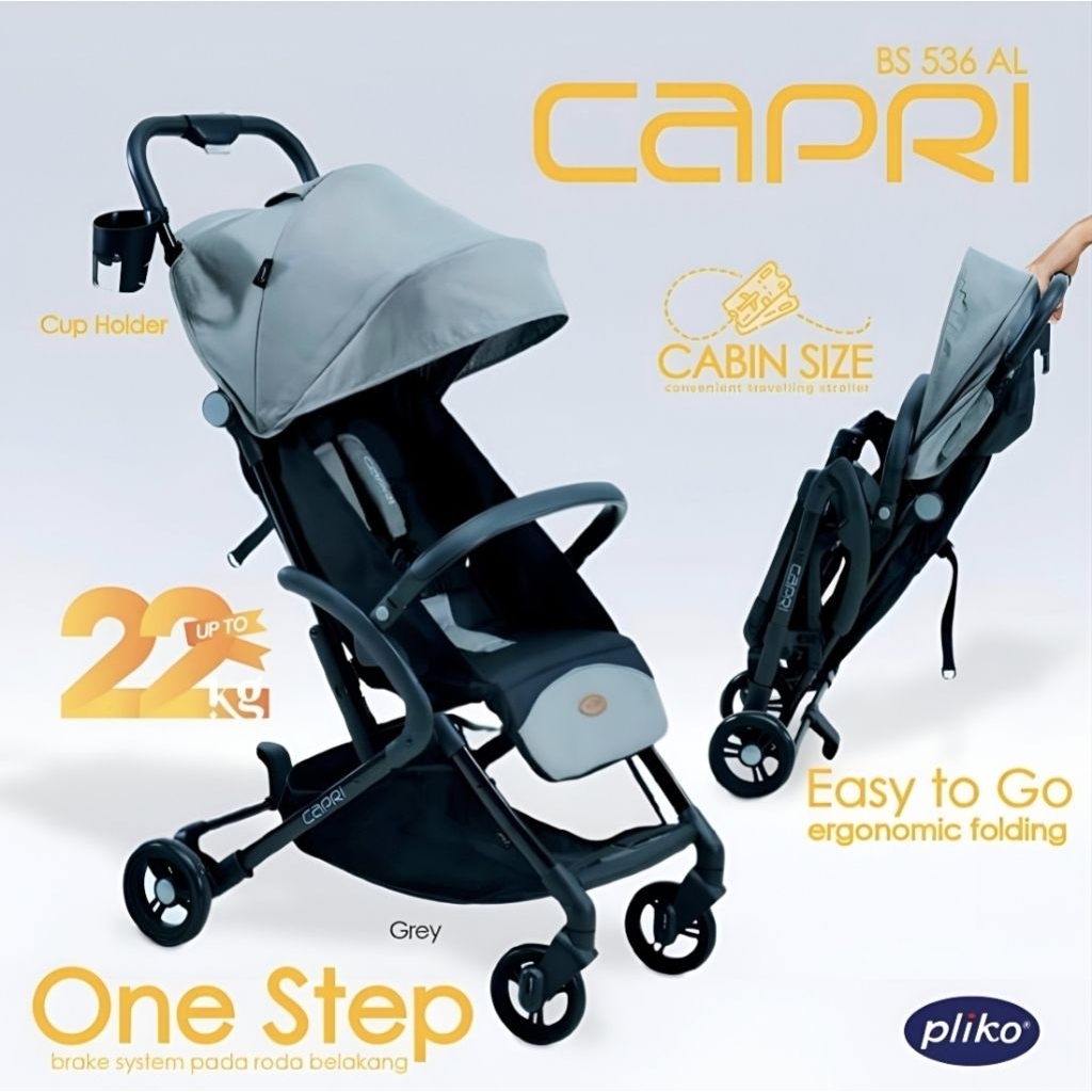 Stroller Bayi Pliko CAPRI PK-536 Baby Stroller Cabin Size Stroller Traveling Kereta Dorong Bayi