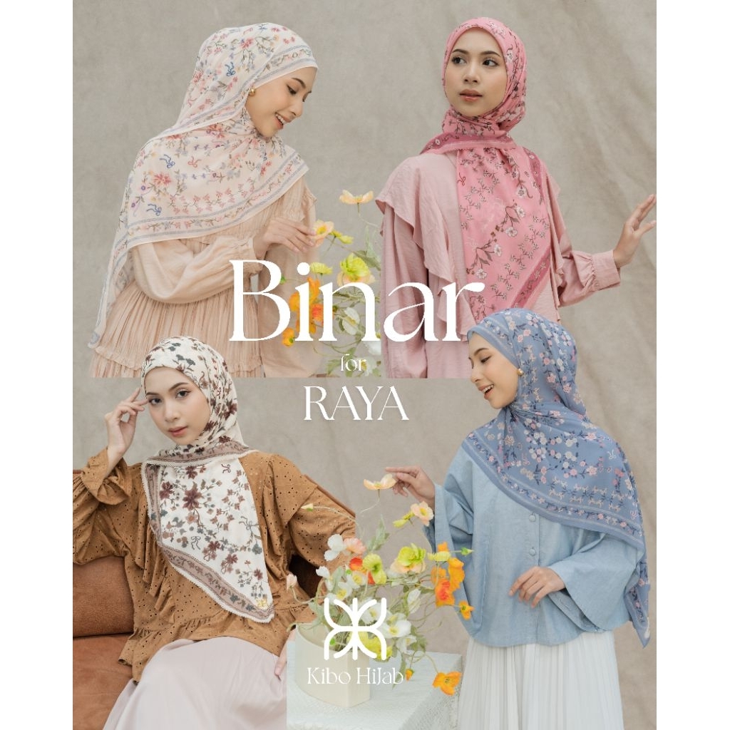 BINAR FOR RAYA | KIBO HIJAB | PRINTED PASHMINA | PRINTED SCARF