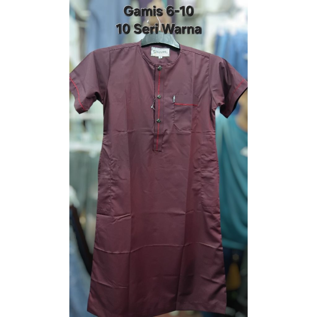 Jubah Gamis  Anak Lengan Pendek Tabassam & Sanabil Warna Bahan Katun Kancing Thailand Jubah Anak Tab