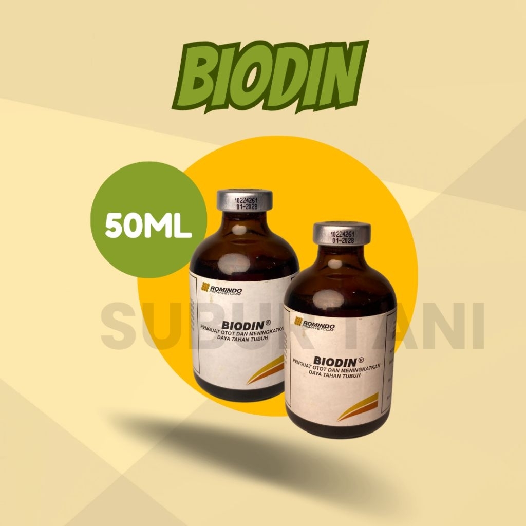 BIODIN 50 ML Injeksi Penguat Otot dan Daya Tahan Tubuh Hewan