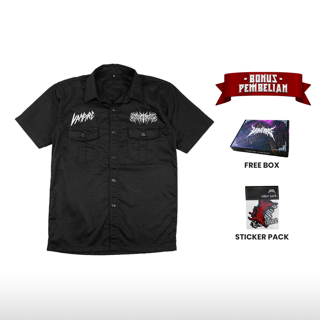 Workshirt Pria Kemeja Kerja Cowok Hitam Dictator Vampire Kingdom